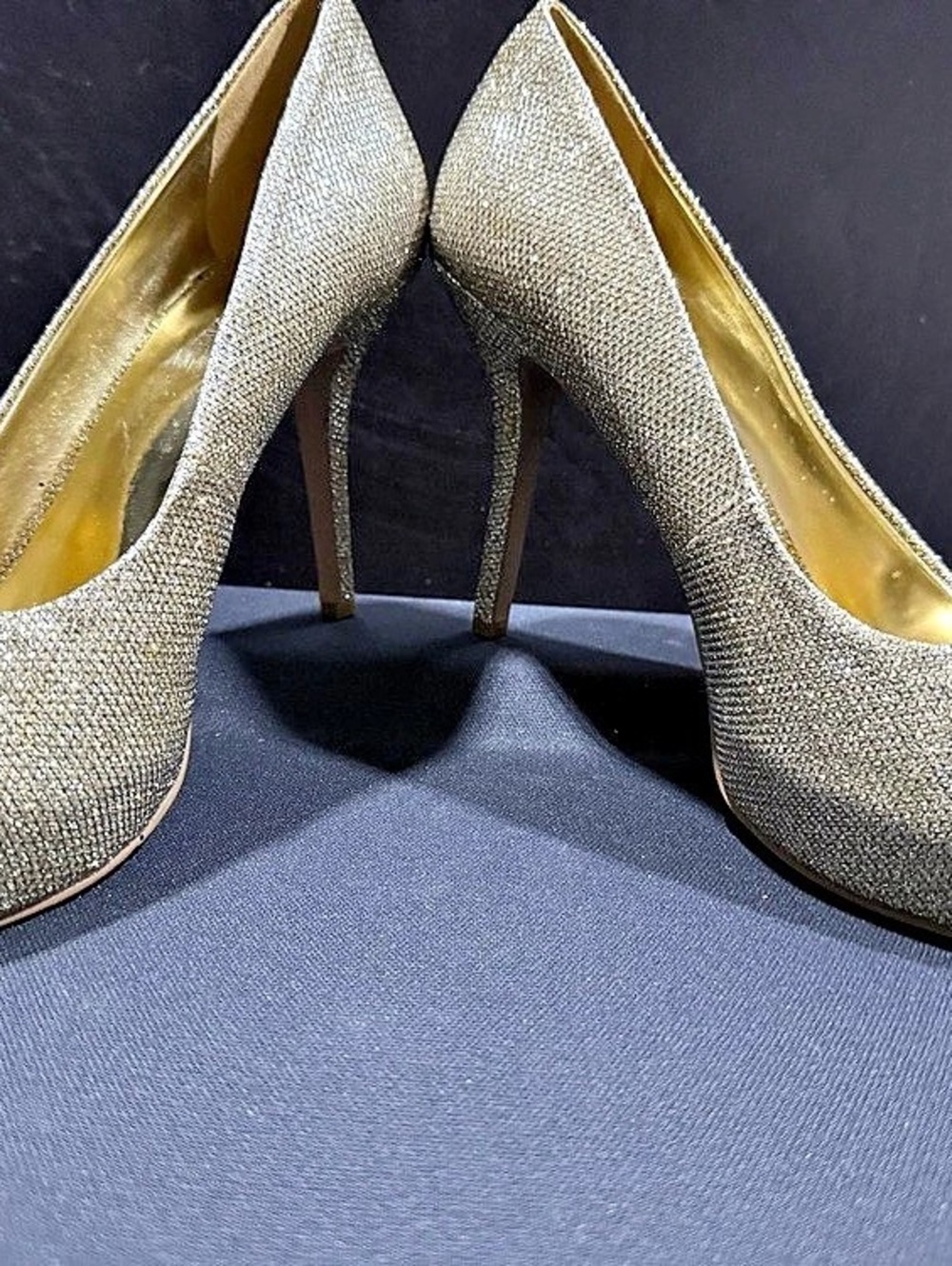 Nine West  Gold Peep Toe Heels